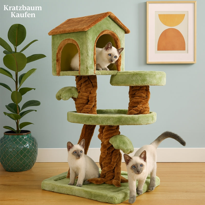 kratzbaum luxus Mehrstöckiger Katzenbaum mit Luxushaus - Modell: 